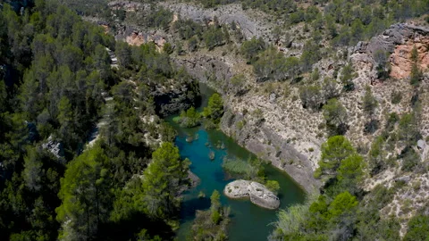 Spectaculars meanders of the River Cabriel, Spain. Stock Footage 282679419