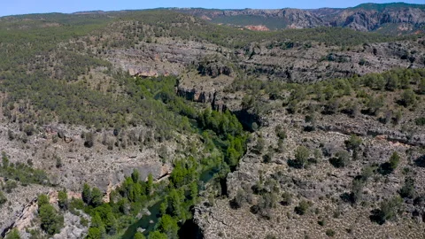 Spectaculars meanders of the River Cabriel, Spain. Stock Footage 282681313