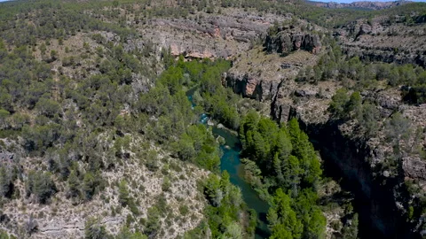 Spectaculars meanders of the River Cabriel, Spain. Stock Footage 282681474