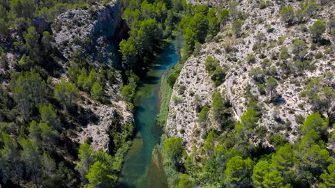 Spectaculars meanders of the River Cabriel, Spain. Stock Footage 282682484