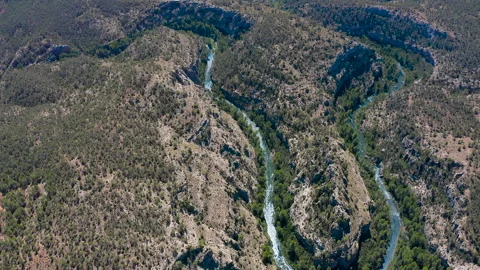 Spectaculars meanders of the River Cabriel, Spain. Stock Footage 282683765