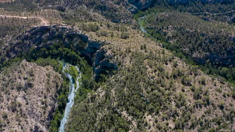 Spectaculars meanders of the River Cabriel, Spain. Stock Footage 282684026