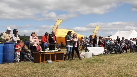 Spectators around the main show ring at the Arthington Show,West Yorkshire 2017 Stock Footage 92372812