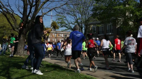 Spectators cheering for 10K participants EDITORIAL USE ONLY Stock Footage 22656809