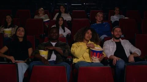 Spectators in the cinema hall in the general plan, the large hall of the cinema Stock Photos