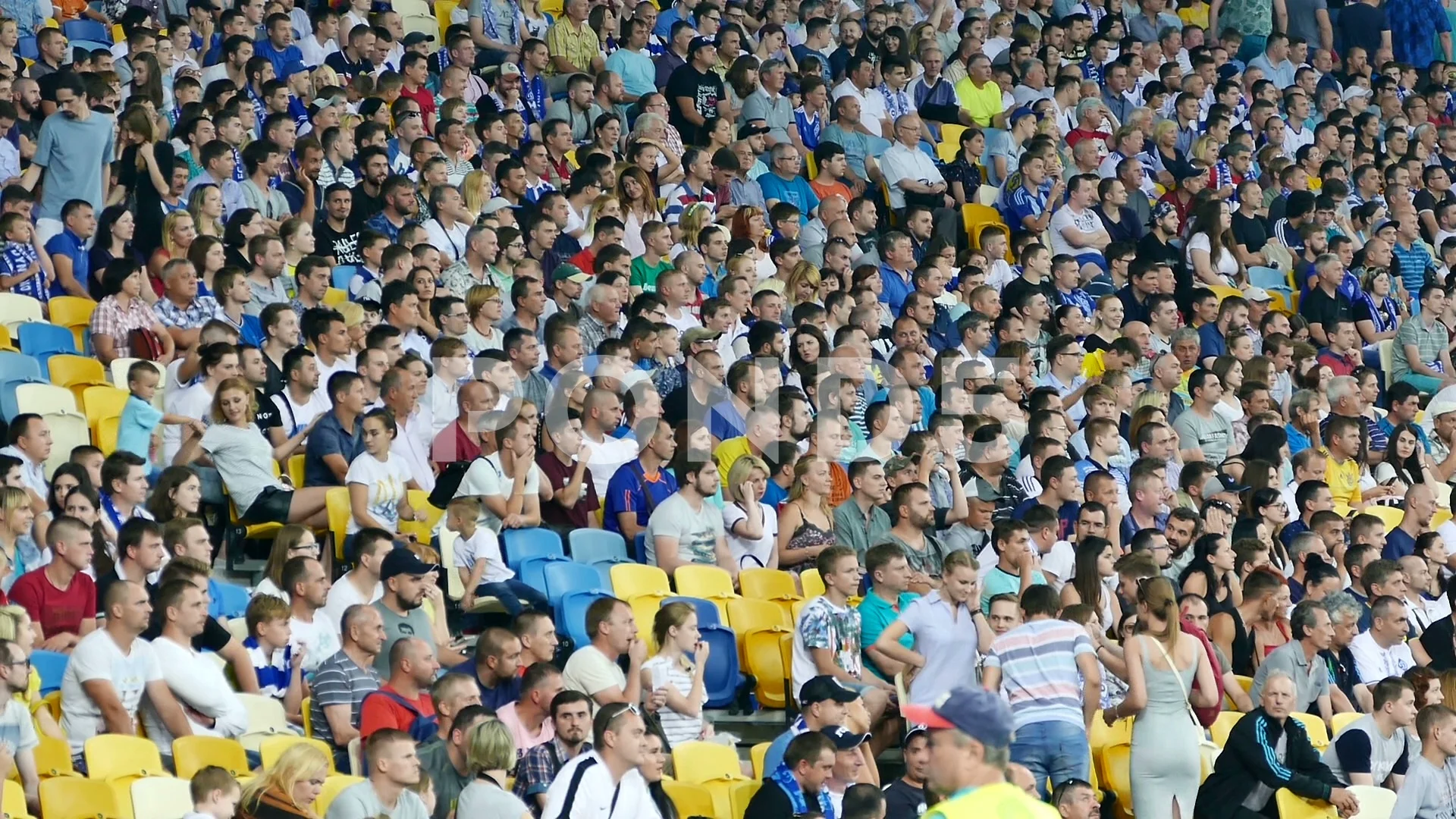 Spectators football match at the stadium exult after a goal scored