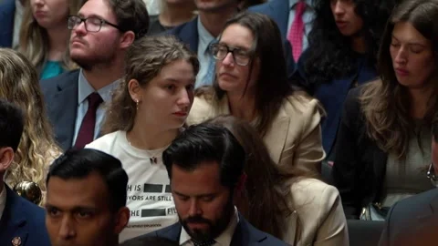 Spectators in the hearing room Stock Footage 345284079