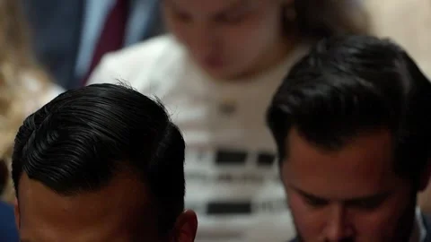 Spectators in the hearing room Stock Footage 345284080