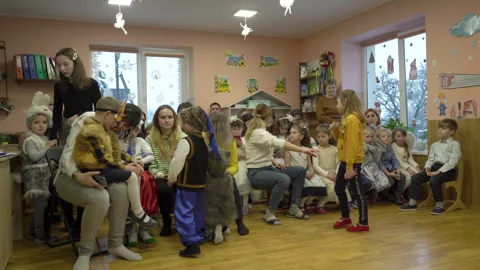 Spectators at a holiday in a kindergarten Video stock 252148044