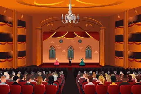 Spectators inside a theater Stock Illustration