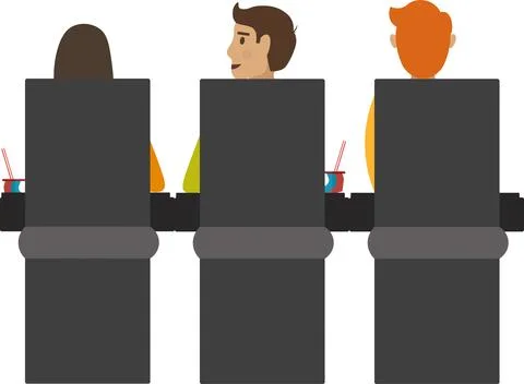 Spectators at seats back side view vector icon isolated on white Stock Illustration
