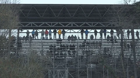 Spectators Standing on Bleachers Stock Footage 83103195