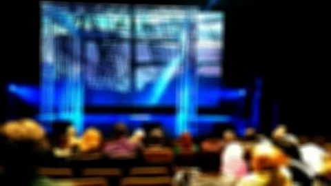 Spectators in the theater hall. Defocused view Stock Footage 104700882