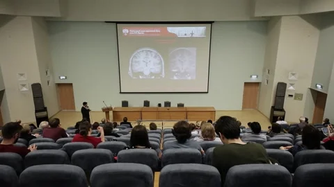 Spectators watch performance during conference Stock Footage 299678925
