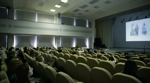 Spectators watch the presentation Stock Footage 64018460