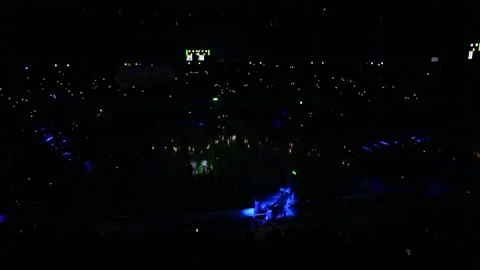 Spectators Watching Pre-game Event at Basketball Arena, Korea Stock Footage 332693563
