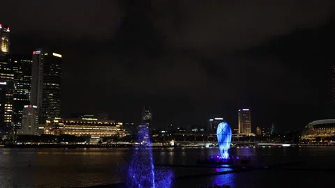 Spectra A Light &amp; Water Show. Dancing Fountain. Marine Bay. Singapore Stock Footage 238482035