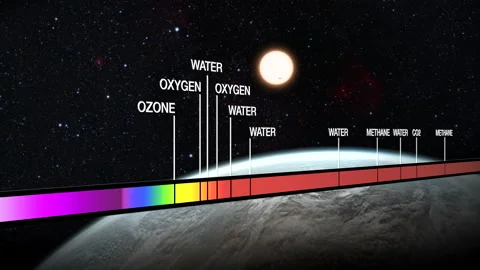 Spectral analysis of Earth and Sun. Astronomical spectroscopy Stock Footage 139742374