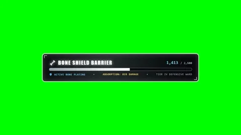 Spectral Bone Shield Barrier Absorbing Damage on Green Screen Video stock 346484035