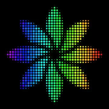 Spectral Colored Dot Abstract Flower Icon Stock Illustration
