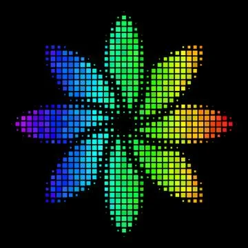 Spectral Colored Dot Abstract Flower Icon Stock Illustration