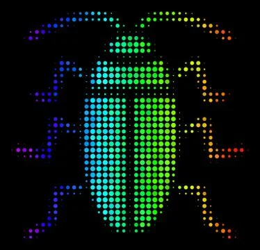Spectral Colored Dot Cockroach Icon Stock Illustration