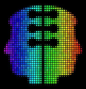 Spectral Colored Dot Dual Head Interface Icon Ilustração Stock