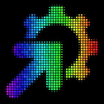 Spectral Colored Dot Gear Integration Icon Stock Illustration