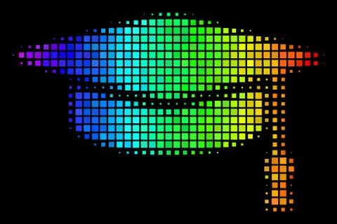 Spectral Colored Dot Graduation Cap Icon Stock Illustration