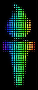 Spectral Colored Dotted Torch Fire Icon イラスト素材
