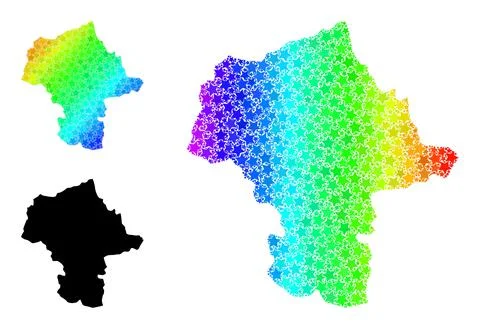 Spectral Colored Gradient Star Mosaic Map of Mazovia Province Collage Stock Illustration