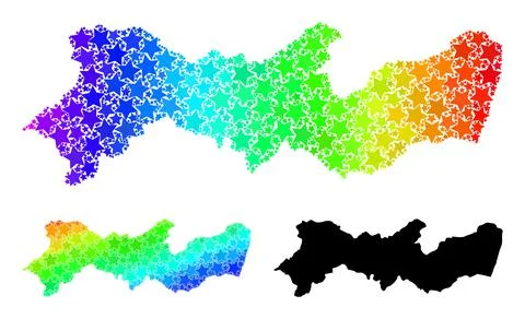 Spectral Colored Gradient Star Mosaic Map of Pernambuco State Collage Stock Illustration