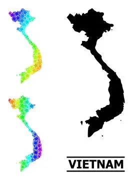Spectral Colored Gradient Star Mosaic Map of Vietnam Collage Illustrazione stock