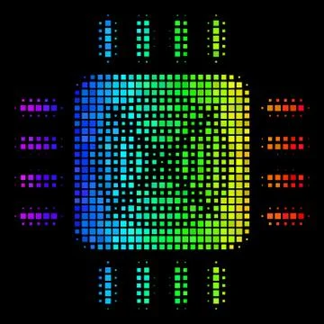 Spectral Colored Pixel Asic Processor Icon Stock Illustration