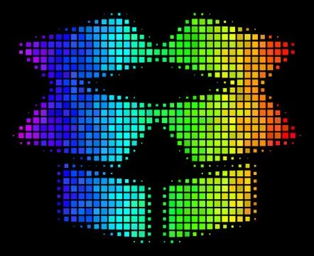 Spectral Colored Pixel Open Box Icon 스톡 일러스트