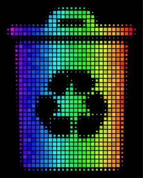 Spectral Colored Pixel Recycle Bin Icon 스톡 일러스트