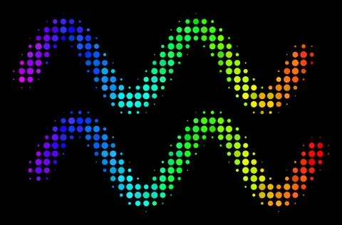 Spectral Colored Pixel Sinusoid Waves Icon Stock Illustration