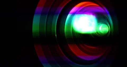 Spectral decomposition of light. Projector lens in operation. Dispersion Stock Footage 279417838