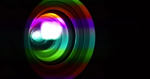 Spectral decomposition of light. Projector lens in operation,close-up shot video Stock Footage 288835014