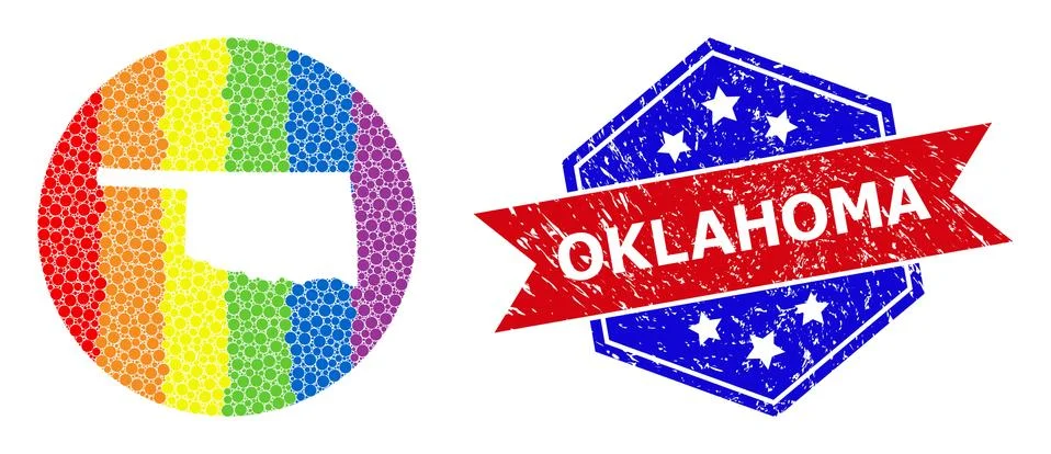 Spectral Dot Map of Oklahoma State Collage with Empty Space for LGBT and Illustrazione stock