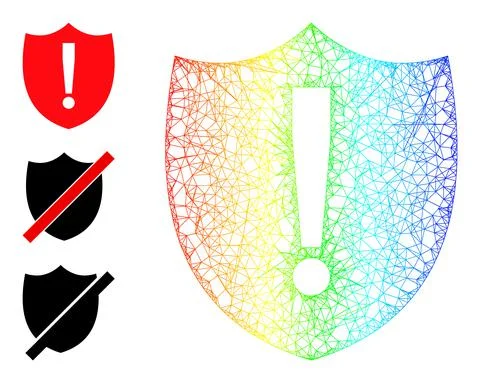 Spectral Gradient Hatched Mesh Shield Warning Icon 스톡 일러스트