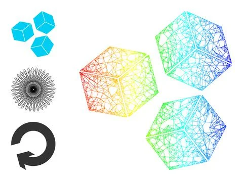 Spectral Gradient Hatched Mesh Sugar Cubes Icon Stock-Illustration