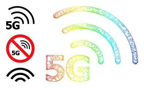 Spectral Gradient Irregular Mesh 5G Internet Icon Illustrazione stock