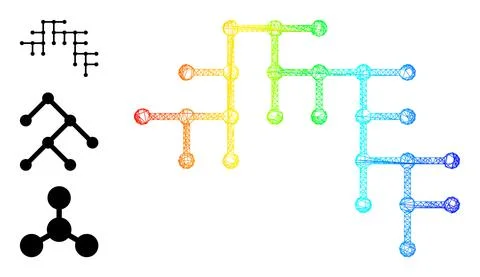 Spectral Gradient Linear Mesh Binary Circuit Icon Stock Illustration