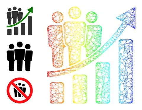 Spectral Gradient Linear Mesh Clients Growth Chart Icon 스톡 일러스트