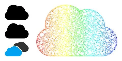 Spectral Gradient Net Mesh Cloud Icon イラスト素材