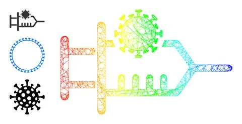 Spectral Gradient Net Mesh Virus Inoculation Icon Stock Illustration