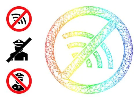 Spectral Gradient Network Mesh Stop Wi-Fi Icon Stock Illustration