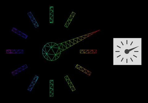 Spectral Gradient Polygonal Mesh Clockface Icon 스톡 일러스트