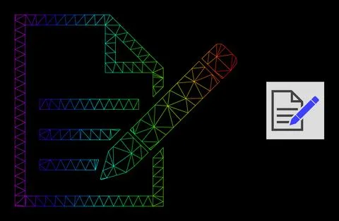 Spectral Gradient Polygonal Mesh Edit Text Page Icon Stock Illustration